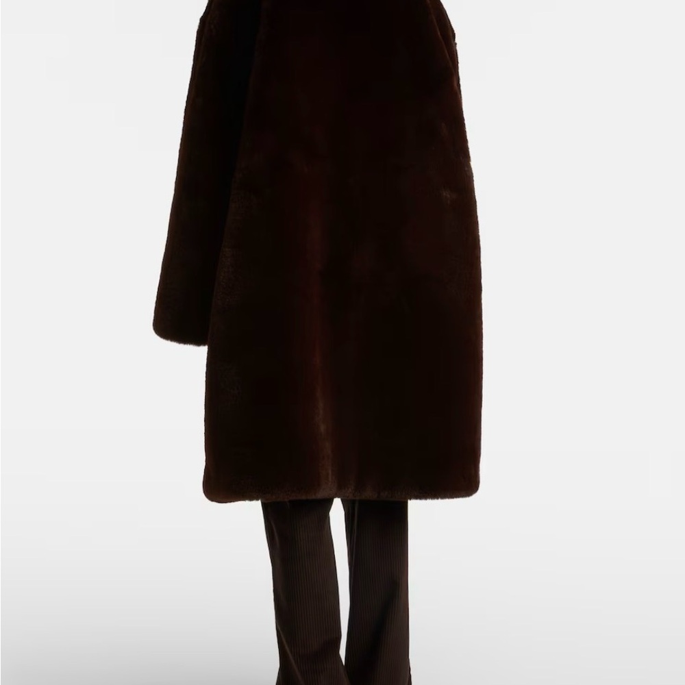 The Frankie Shop Rich Chocolate Faux Fur Matera Coat - Picture 2 of 3